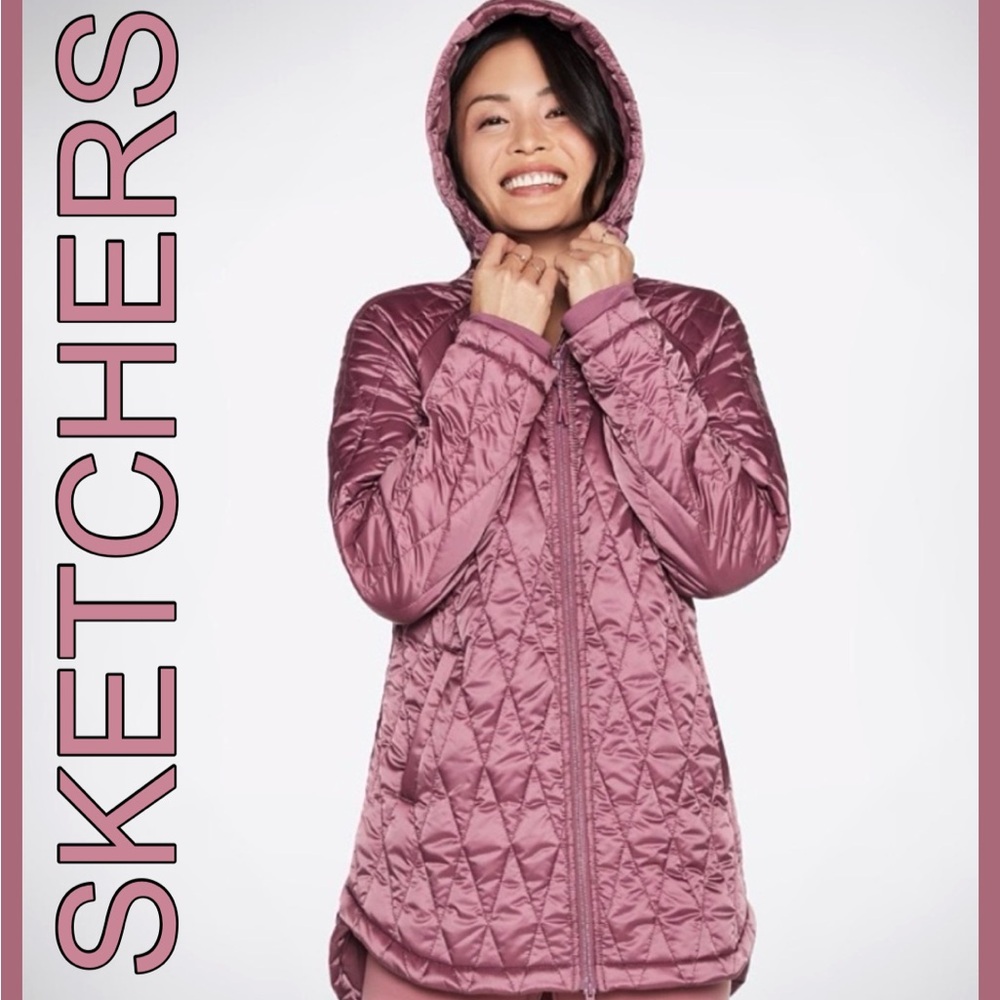 Sketchers Women's Quilted Jacket - Mauve - Sz Medium - Picture 4 of 12